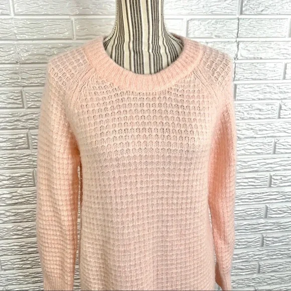 Lou & Grey Semi-Sheer Peach Alpaca Blend Sweater - Picture 3 of 6